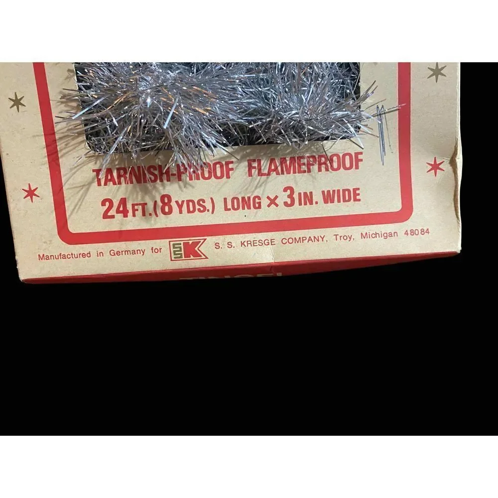 𝅺VINTAGE S.S. Kresge silver tinsel garland made in Germany set of two
